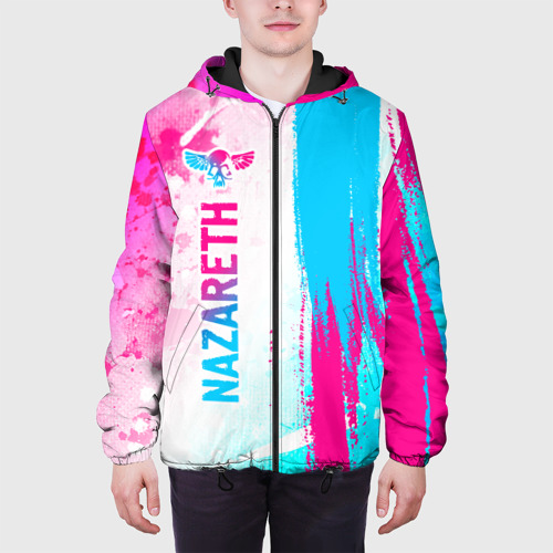 Мужская куртка 3D с принтом Nazareth neon gradient style по-вертикали, вид сбоку #3