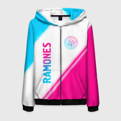 Мужская толстовка 3D на молнии Ramones neon gradient style вертикально