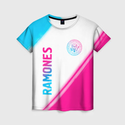 Женская футболка 3D Ramones neon gradient style вертикально