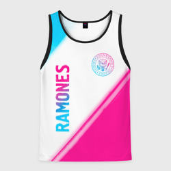 Мужская майка 3D Ramones neon gradient style вертикально