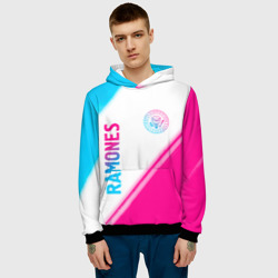 Мужская толстовка 3D Ramones neon gradient style вертикально - фото 2