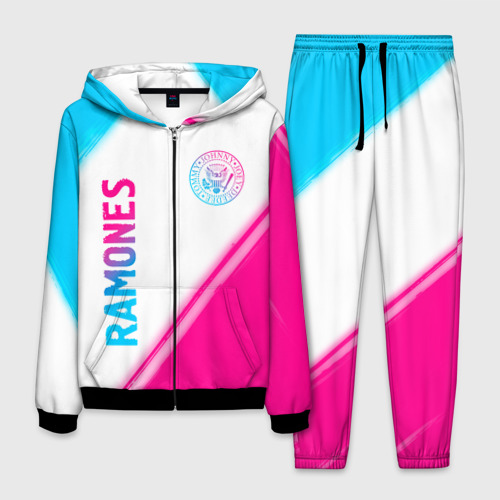 Мужской костюм 3D Ramones neon gradient style вертикально, цвет черный