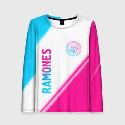 Женский лонгслив 3D Ramones neon gradient style вертикально