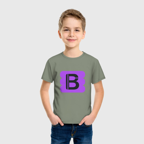 Детская футболка хлопок Буква В, цвет авокадо - фото 3