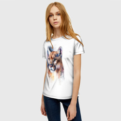 Женская футболка 3D Дикий зверь пума голова - фото 2