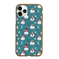 Чехол для iPhone 11 Pro Max матовый Funny ugly snowman - новогодний паттерн 