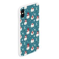 Чехол для iPhone XS Max матовый Funny ugly snowman - новогодний паттерн  - фото 2