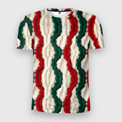 Мужская футболка 3D Slim Реалистичная текстура новогоднего свитера