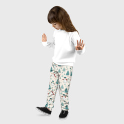 Детские брюки 3D Снеговики и елочки от нейросети - новогодний паттерн - фото 2