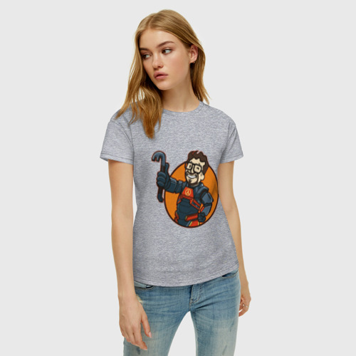 Женская футболка хлопок с принтом Vault freeman, фото на моделе #1