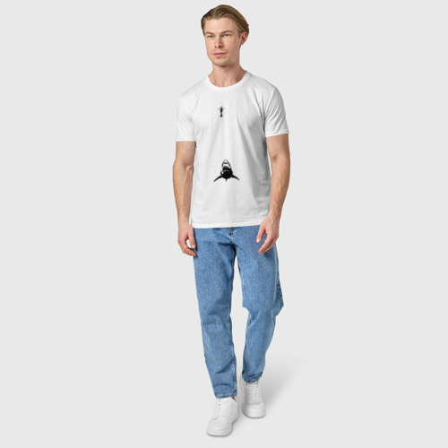 Мужская футболка хлопок Водолаз и акула, цвет белый - фото 5