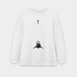 Женский свитшот oversize без начеса хлопок Водолаз и акула