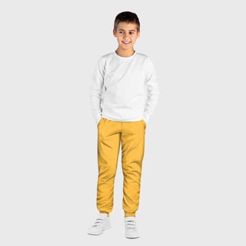Детские брюки 3D с принтом Жёлтый однотонный текстура, вид сбоку #3