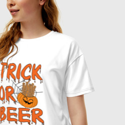 Женская футболка хлопок Oversize Trick or beer - фото 2