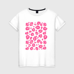 Розовый леопардовый узор – Женская футболка хлопок с принтом купить со скидкой в -20%