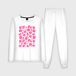 Женская пижама с лонгсливом хлопок Розовый леопардовый узор