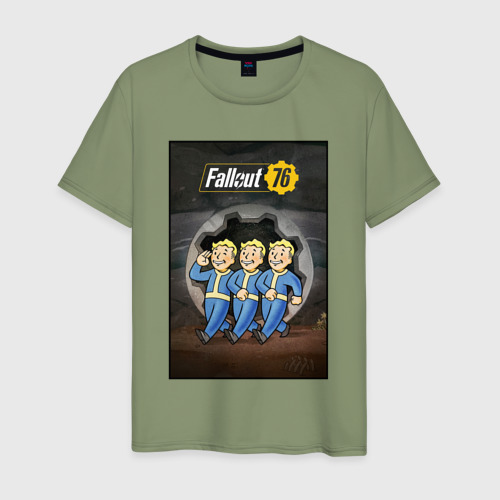 Мужская футболка хлопок Fallaut - vault boys, цвет авокадо