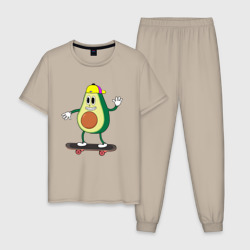 Мужская пижама хлопок Авокадо на скейте