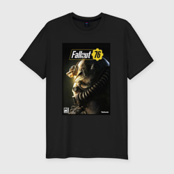 Мужская футболка хлопок Slim Fallout 76 - game poster 