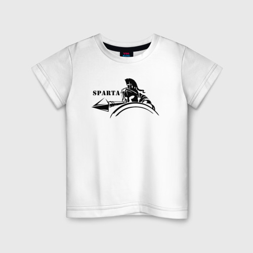 Детская футболка хлопок с принтом Атакующий спартанец, вид спереди #2