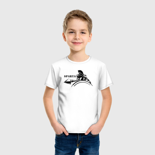 Детская футболка хлопок с принтом Атакующий спартанец, фото на моделе #1