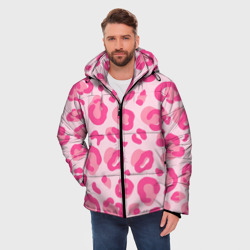 Мужская зимняя куртка 3D Очаровательный розовый леопардовый узор - фото 2
