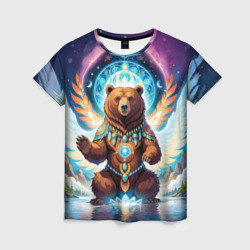 Женская футболка 3D Медведь-шаман тотем медведя