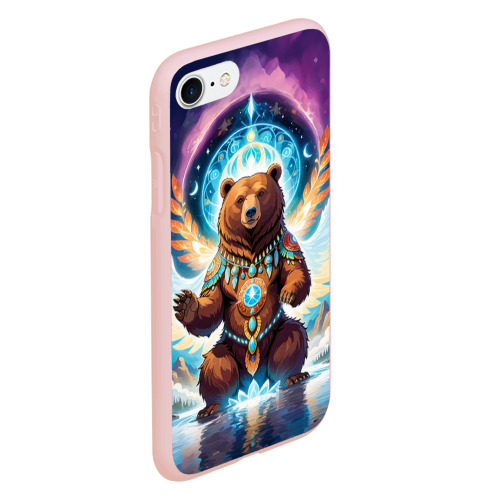 Чехол для iPhone 7/8 матовый с принтом Медведь-шаман тотем медведя, вид сбоку #3