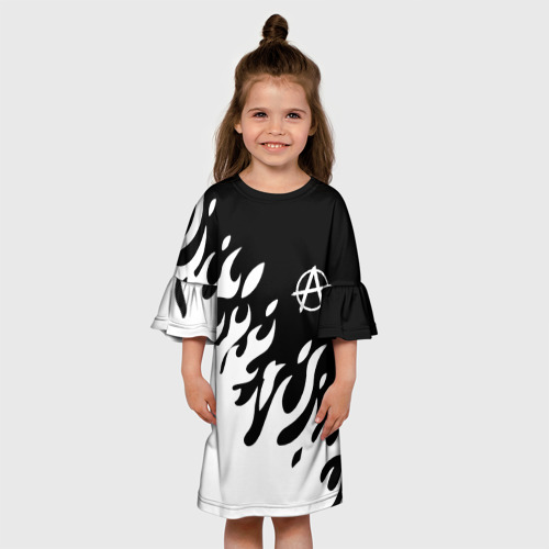 Детское платье 3D Анархия огненный стиль, цвет 3D печать - фото 4