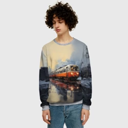 Мужской свитшот 3D Длинный трамвай  - фото 2