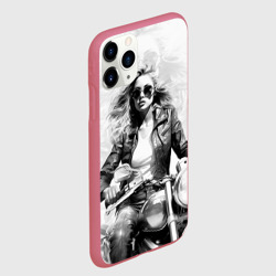 Чехол для iPhone 11 Pro матовый Блондинка на ретро байке - фото 2