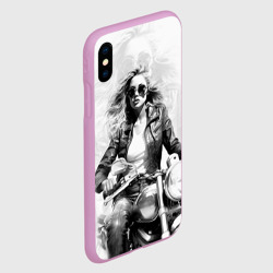 Чехол для iPhone XS Max матовый Блондинка на ретро байке - фото 2