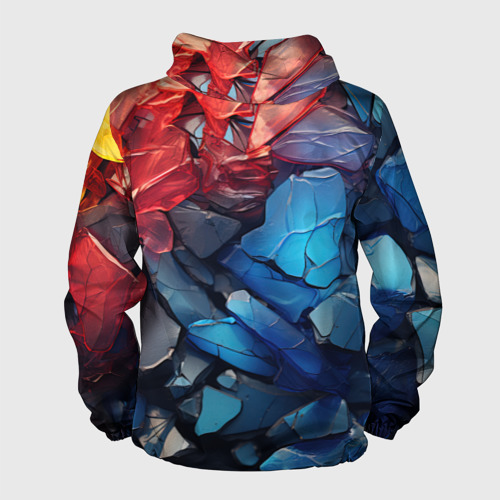 Мужская ветровка 3D с принтом Цветные абстрактные камни, вид сзади #1