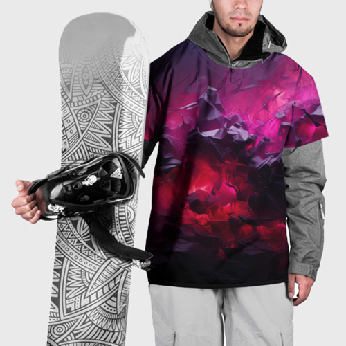 Накидка на куртку 3D Фиолетовые  элементы абстракция, цвет 3D печать