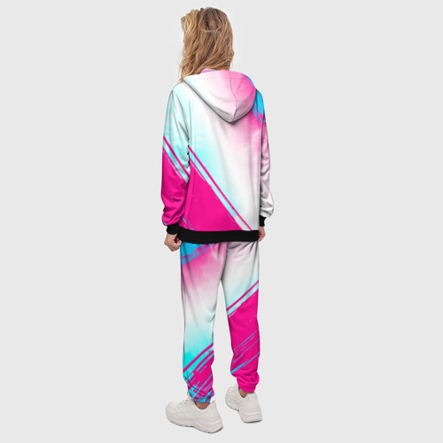 Женский костюм с толстовкой 3D Saab neon gradient style вертикально, цвет черный - фото 4