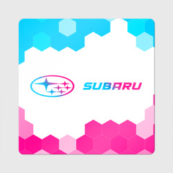 Магнит виниловый Квадрат Subaru neon gradient style по-горизонтали