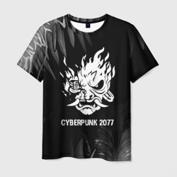 Мужская футболка 3D Cyberpunk 2077 glitch на темном фоне