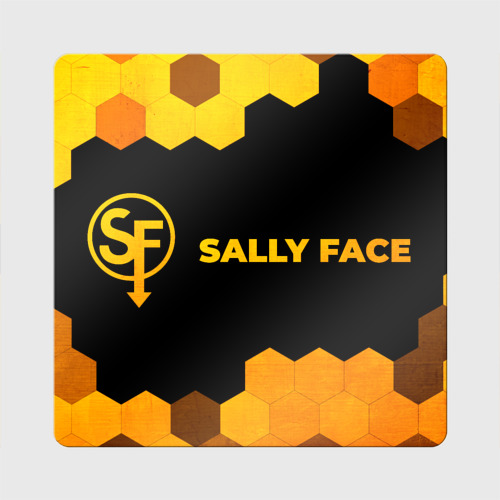 Магнит виниловый Квадрат Sally Face - gold gradient по-горизонтали