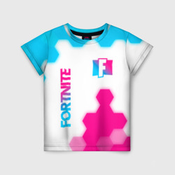 Детская футболка 3D Fortnite neon gradient style вертикально