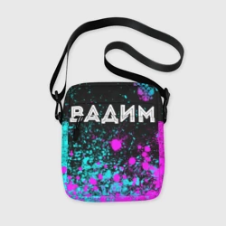 Сумка через плечо 3D Вадим и неоновый герб России посередине