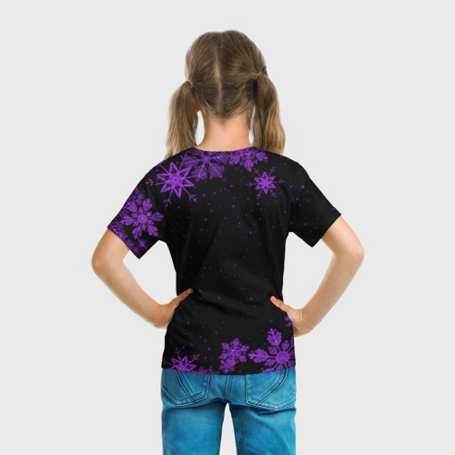 Детская футболка 3D Новогодняя Алиса на темном фоне, цвет 3D печать - фото 6