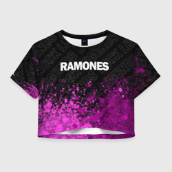 Женская футболка Crop-top 3D Ramones rock legends посередине