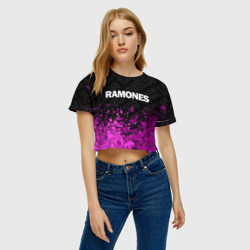 Женская футболка Crop-top 3D Ramones rock legends посередине - фото 2