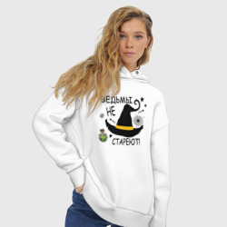 Женское худи Oversize хлопок Ведьмы не стареют шляпа ведьмы  - фото 2