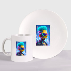 Набор: тарелка + кружка Cyber Bart - ai art