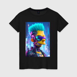 Женская футболка хлопок Cyber Bart - ai art
