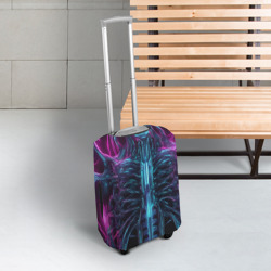 Чехол для чемодана 3D Инопланетные фиолетовые рёбра скелета - фото 2