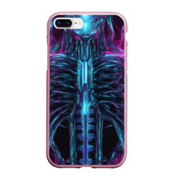 Чехол для iPhone 7Plus/8 Plus матовый Инопланетные фиолетовые рёбра скелета