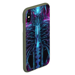 Чехол для iPhone XS Max матовый Инопланетные фиолетовые рёбра скелета - фото 2