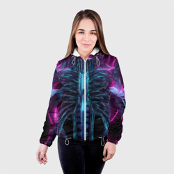 Женская куртка 3D Инопланетные фиолетовые рёбра скелета - фото 2